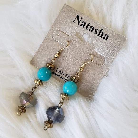 NWT Natasha Mixed Beads Drop Earrings - Picture 1 of 4